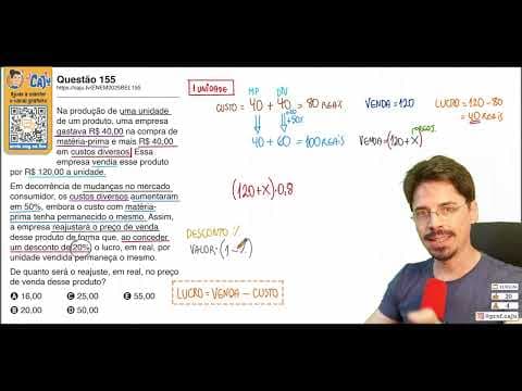 Thumbnail da aula: [ENEM 2025 Belém] 155 📘 PORCENTAGEM Na produção de uma unidade de um produto, uma empresa gastava