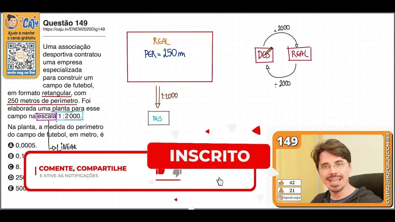 Thumbnail: [ENEM 2020 DIG] 149 📘 ESCALA Uma associação desportiva contratou uma empresa especializada para