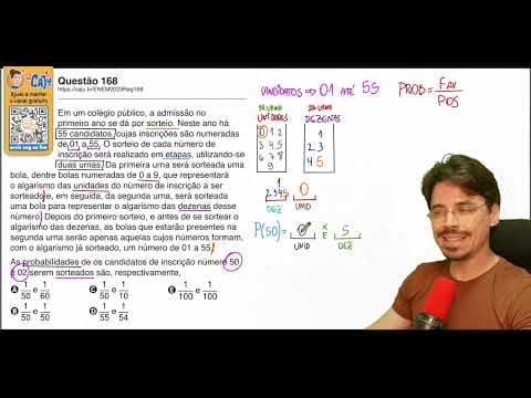 Thumbnail da aula: [ENEM 2023] 168 📘 PROBABILIDADE Em um colégio público, a admissão no primeiro ano se dá por sorteio.