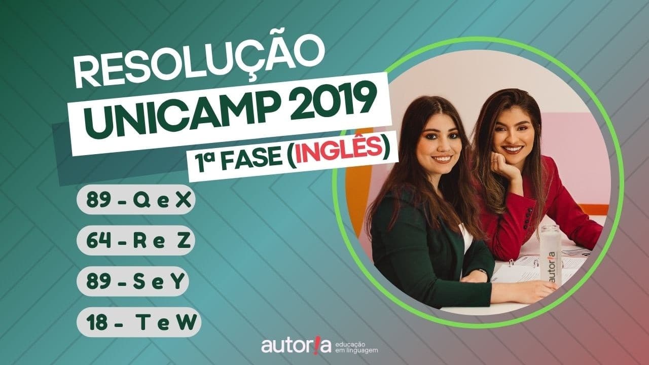 Thumbnail: Resolução UNICAMP 2019 (2ª fase) - Autoria Linguagem - Questão 90 | Linguagens, prova Q e X
