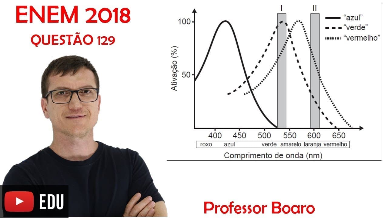 Thumbnail: DALTONISMO - ENEM 2018 FÍSICA ÓPTICA - QUESTÃO 129 Prova Azul