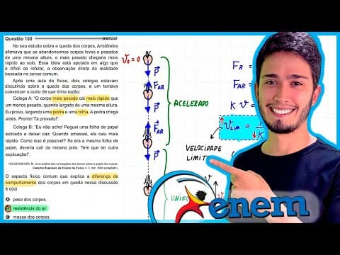 Thumbnail da aula: ENEM 2021 - No seu estudo sobre a queda dos corpos, Aristóteles afirmava que se abandonarmos corpos