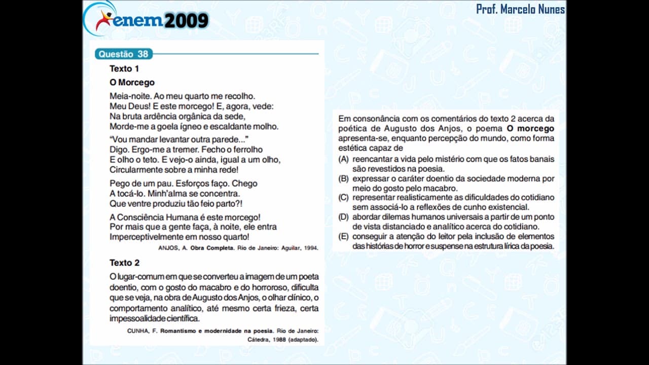 Thumbnail: Enem 2009 (vazada): compreensão de textos (poesia).
