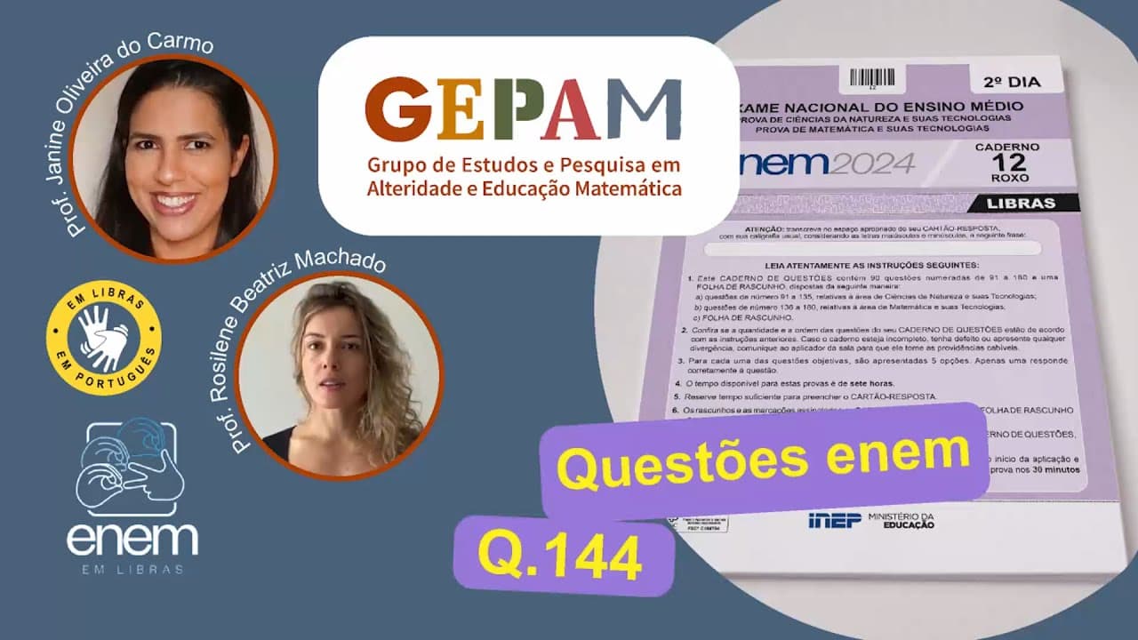 Thumbnail: Resolução Questão 144 ENEM - Caderno Roxo de Libras - Ano 2024