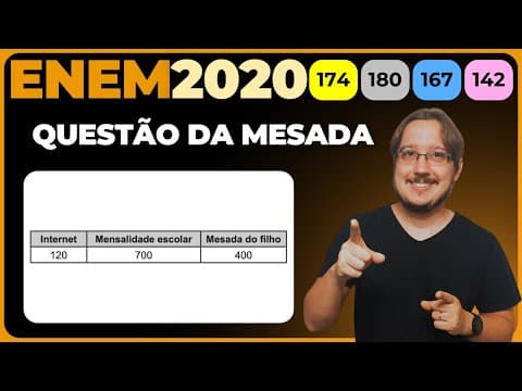 Thumbnail da aula: ENEM 2020 || Porcentagem || O quadro representa os gastos mensais, em real, de uma família com