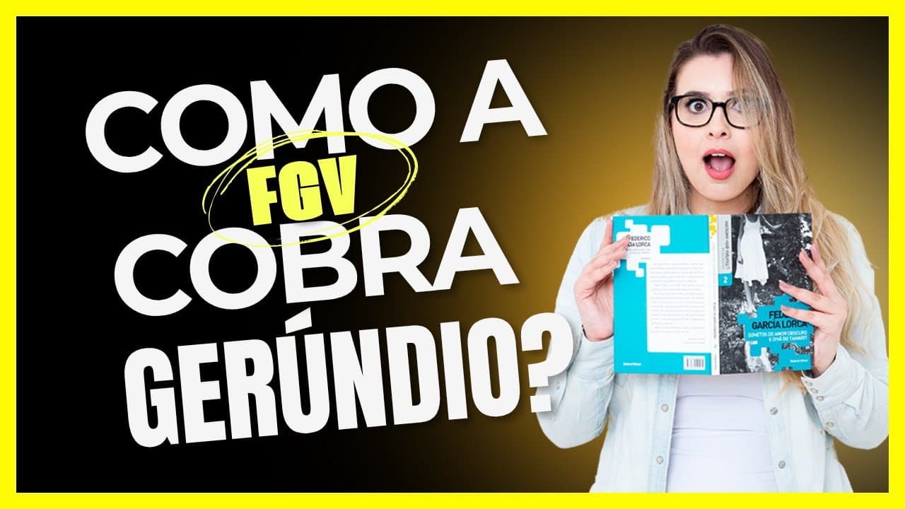 Thumbnail: Essa questão de GERÚNDIO da FGV derruba muitos! Veja como resolver passo a passo. - Professora Pamba