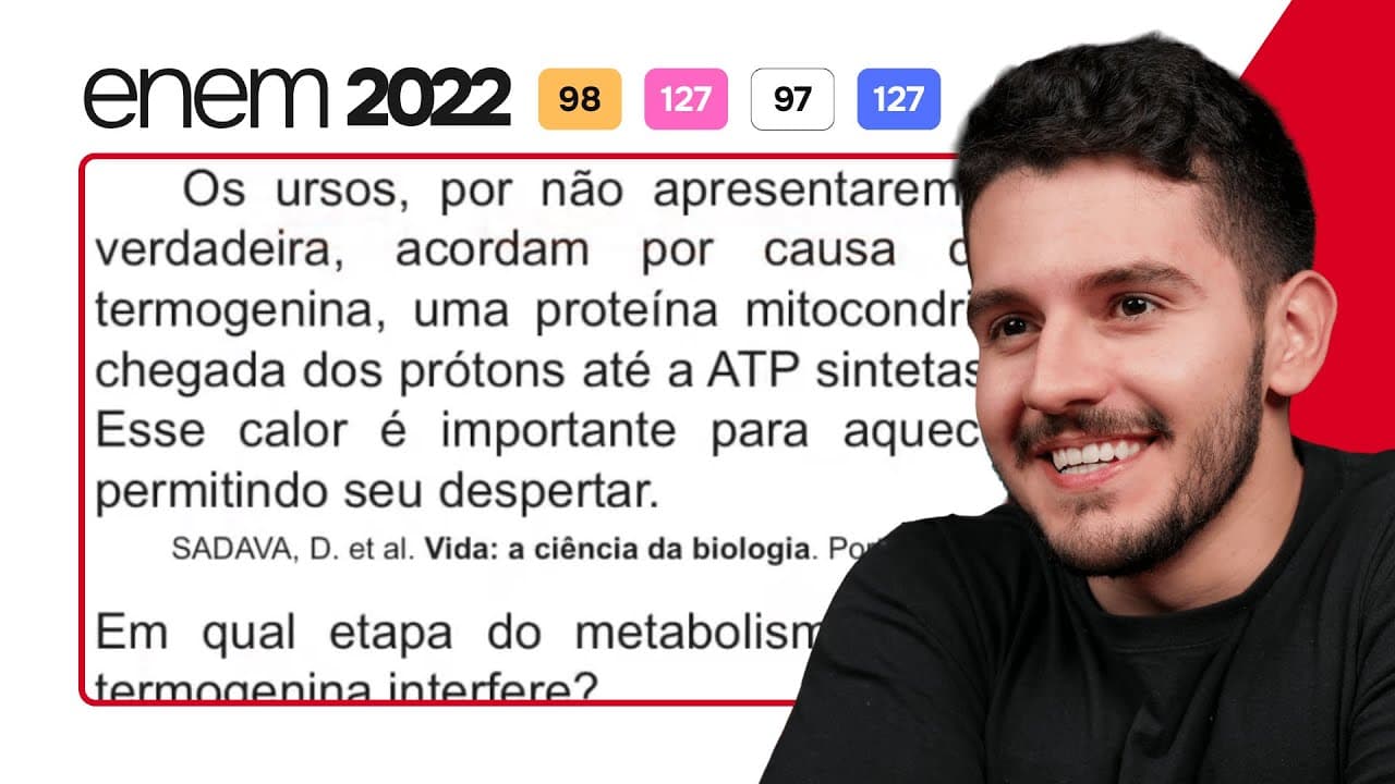 Thumbnail: ENEM 2022 - Os ursos, por não apresentarem uma hibernação verdadeira, acordam por causa da presença
