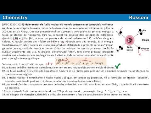 Thumbnail da aula: UFSC 2022 verão - Questão 34 - Fusão nuclear na França