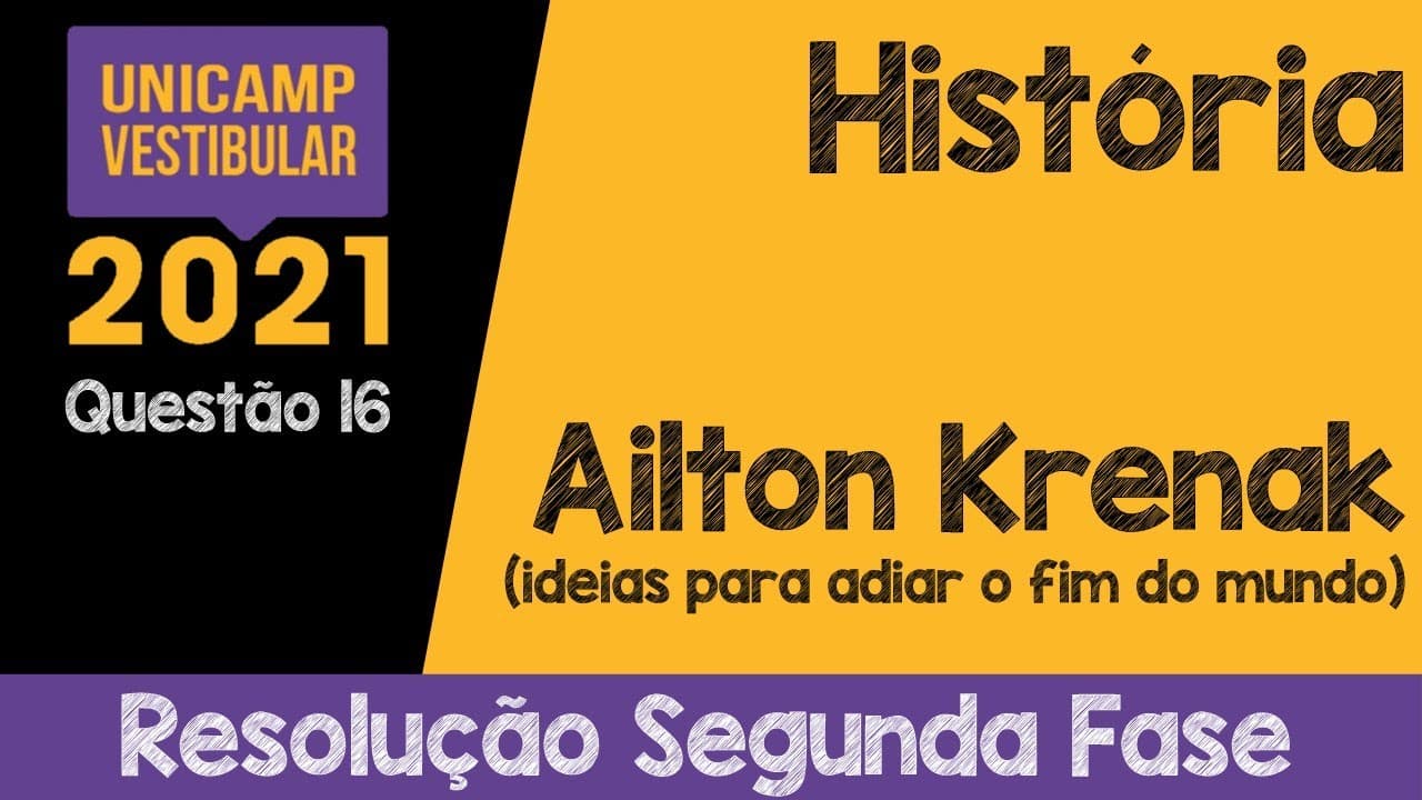 Thumbnail: Unicamp 2021 Q16 Ailton Krenak "ideias para evitar o fim do mundo" (Resolução História Segunda Fase)