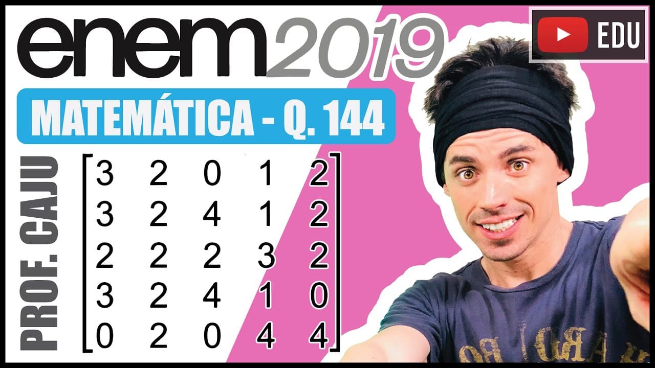 Thumbnail: [ENEM 2019] 144 📘 MATRIZES Um professor aplica, durante os cinco dias úteis de uma semana, testes
