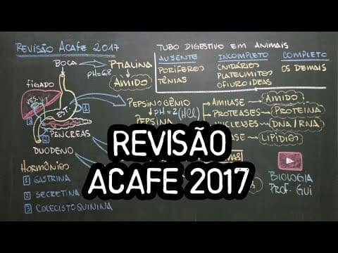 Thumbnail da aula: Revisão para ACAFE - 2017 - Biologia: Sistema digestório
