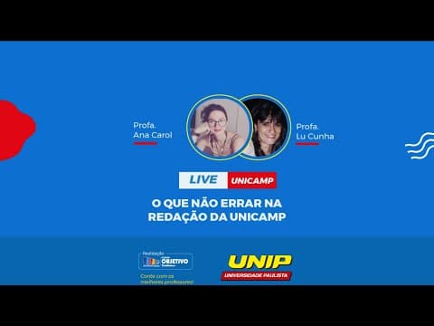 Thumbnail da aula: “O que não errar na redação da Unicamp”