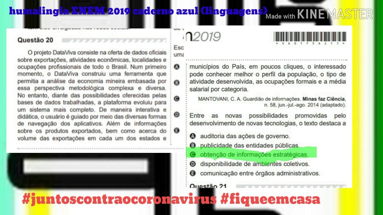 Thumbnail: Questão 20 Enem 2019 caderno azul linguagens