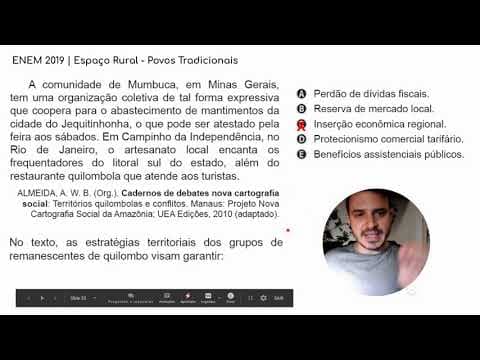 Thumbnail da aula: ENEM 2019 - Geografia | Espaço Rural - Povos tradicionais