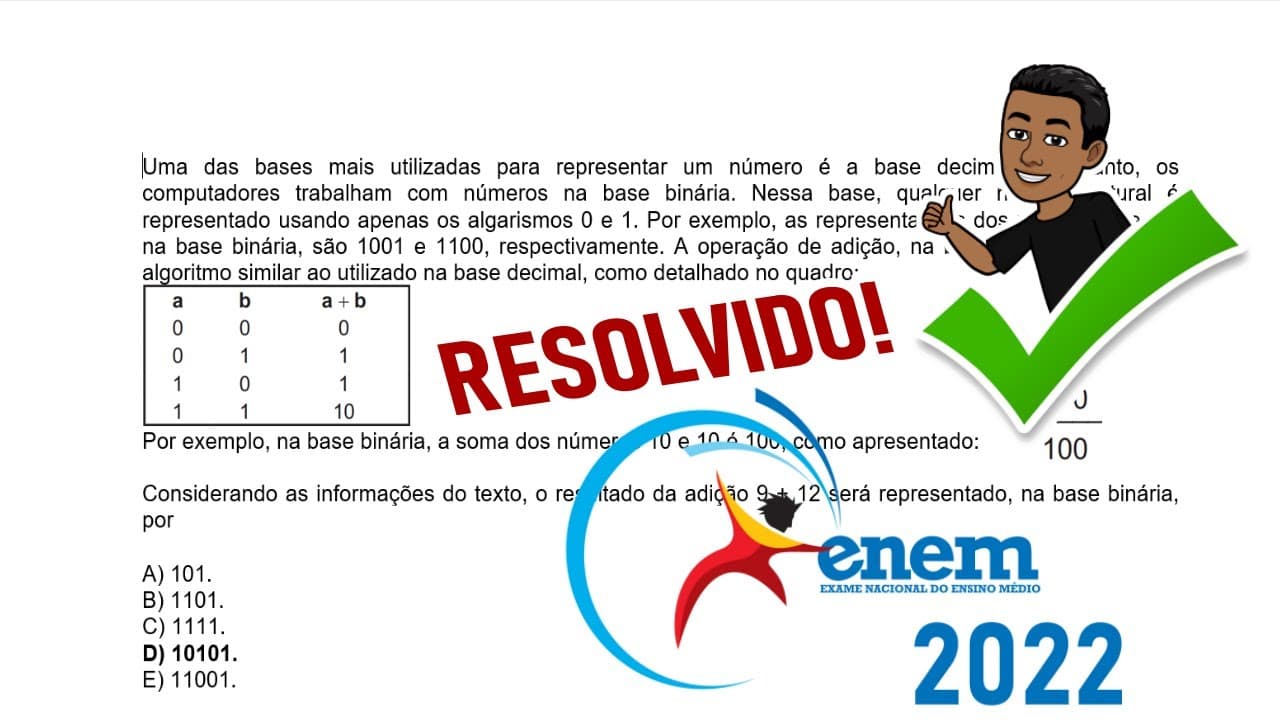 Thumbnail: ENEM Questão Resolvida 2021 - Sistema Numérico Binário