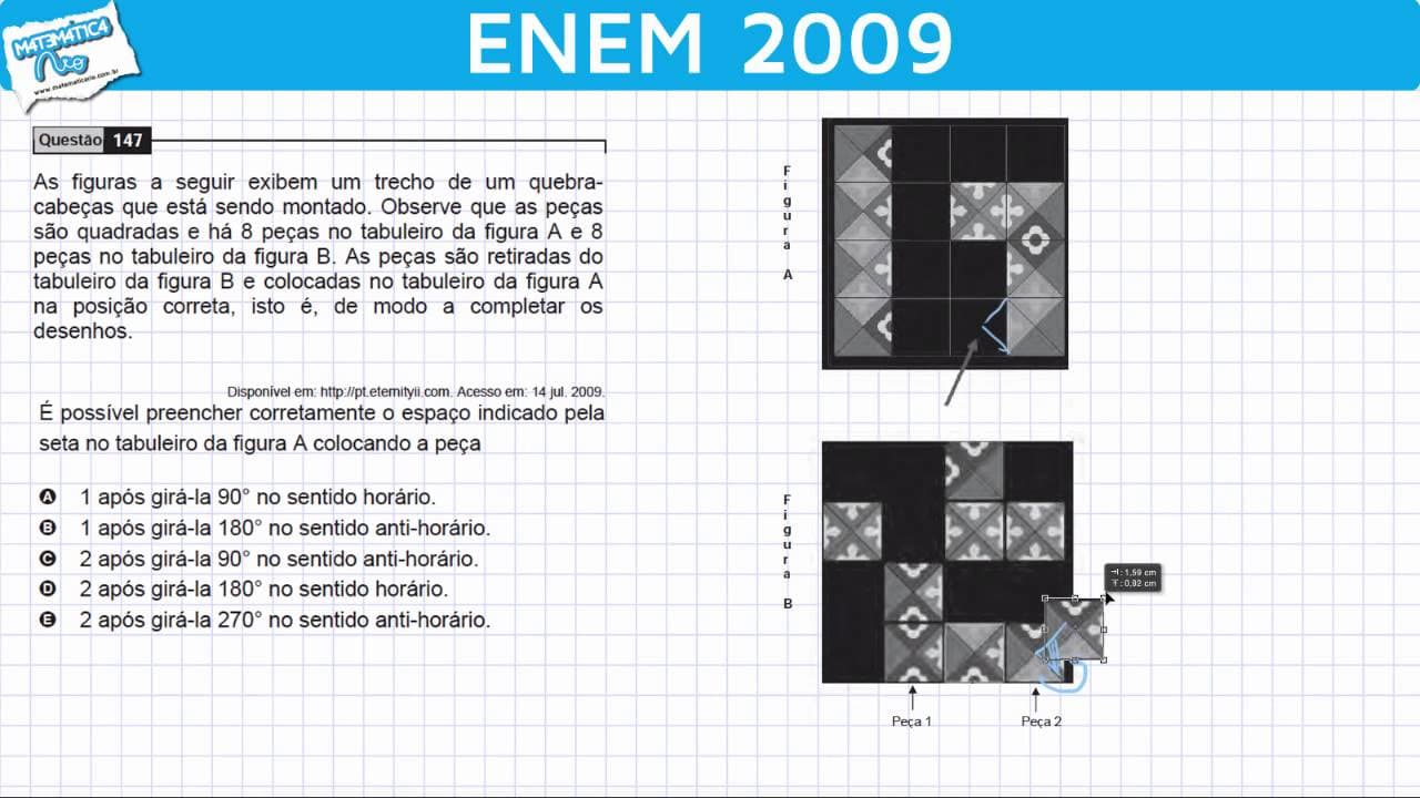 Thumbnail: ENEM 2009 Matemática #12 - Geometria, Simetria e Preenchimento do Plano