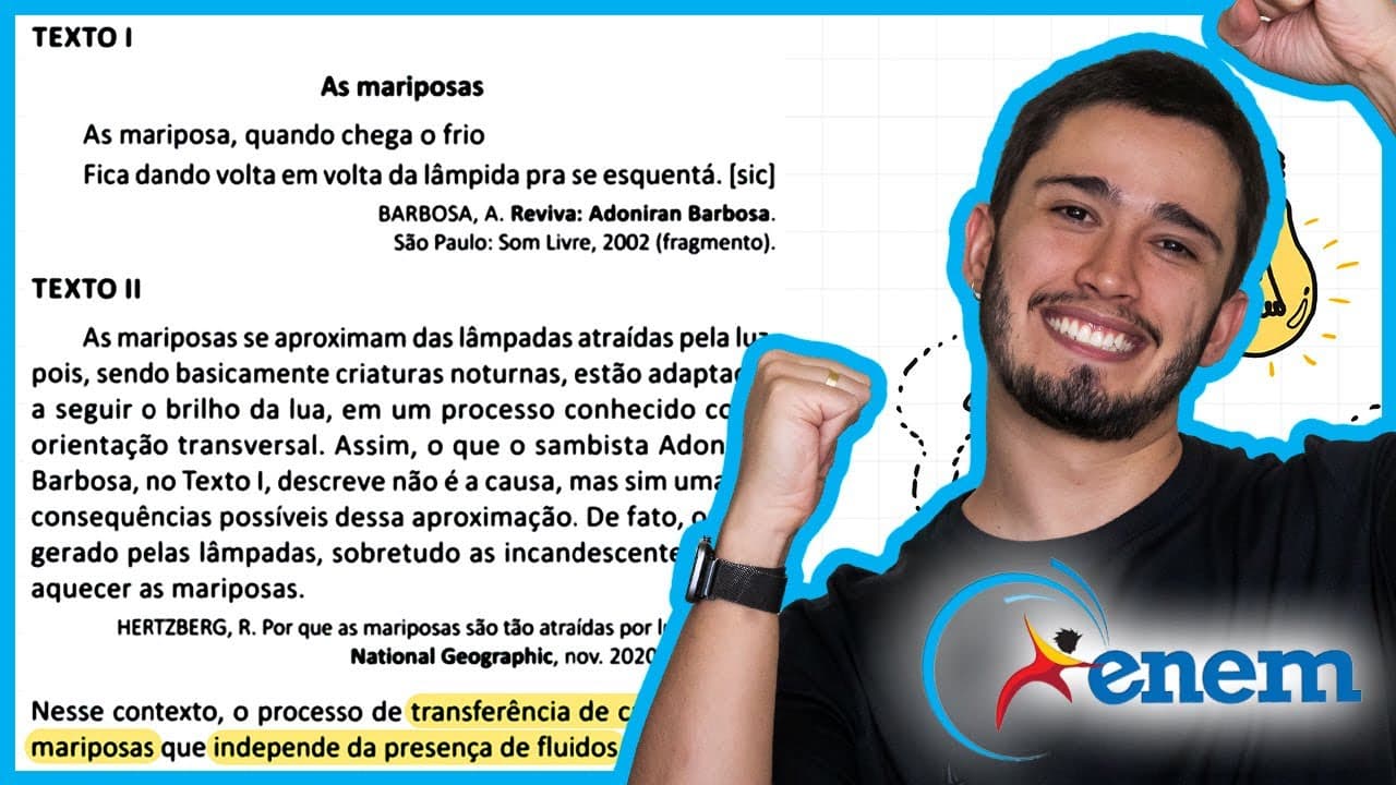 Thumbnail: ENEM 2025 - As mariposa, quando chega o frio Fica dando volta em volta da lâmpida pra se esquentá.