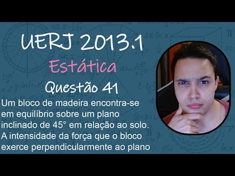 Thumbnail da aula: UERJ 2013 - Um bloco de madeira encontra-se em equilíbrio sobre um plano inclinado de 45° em relação