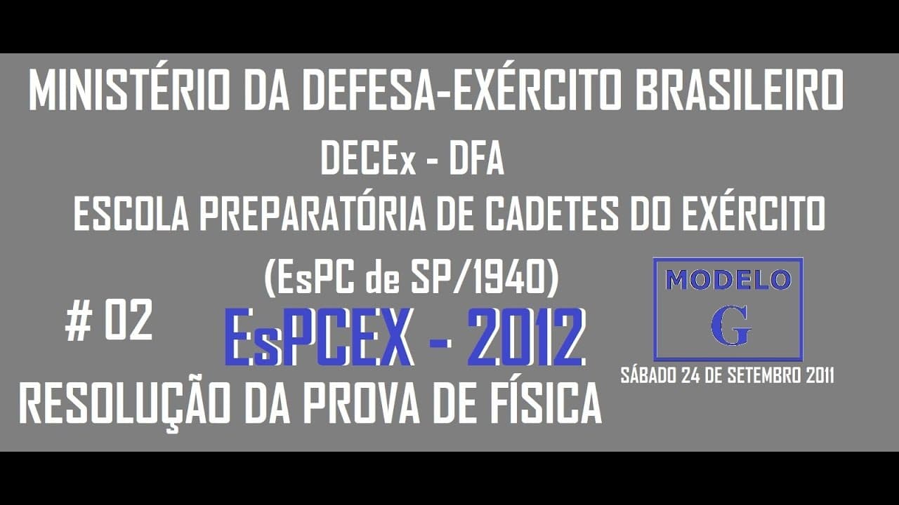 Thumbnail: Resolução da prova de FÍSICA – EsPCEX – 2012 – Questão:02.