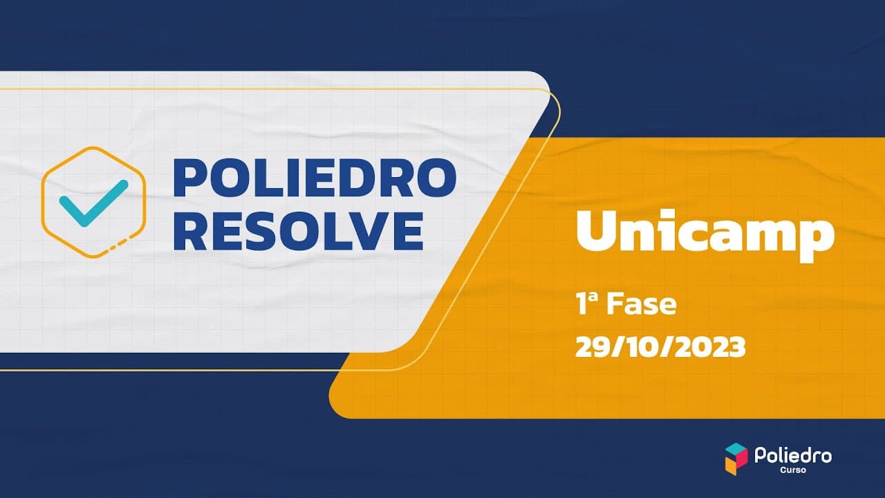 Thumbnail: Como foi a 1ª fase da Unicamp 2024? | Correção + comentários ao vivo | Poliedro Resolve