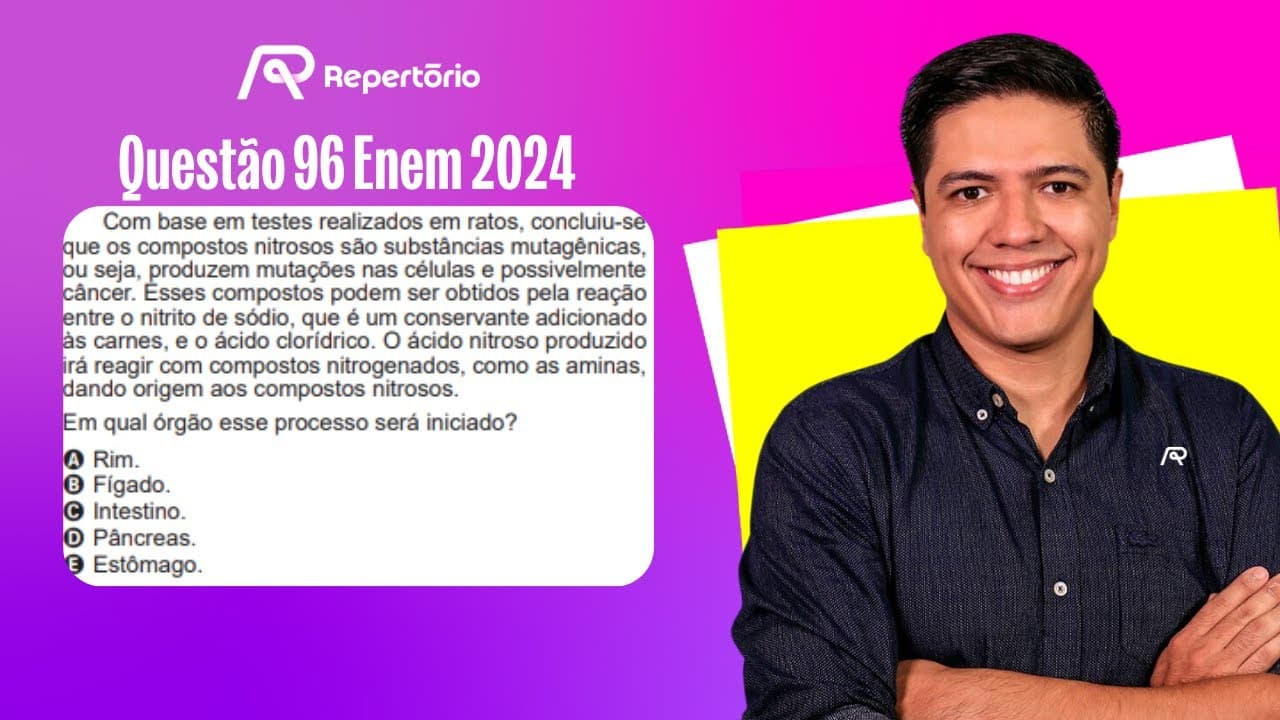 Thumbnail: [ENEM 2024] Questão 96: Com base em testes realizados em ratos...