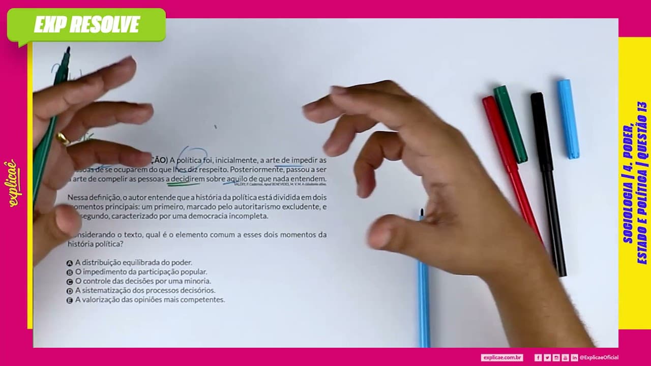 Thumbnail: A POLÍTICA FOI, INICIALMENTE, A ARTE DE IMPEDIR AS PESSOAS DE SE (...) | PODER, ESTADO E POLÍTICA