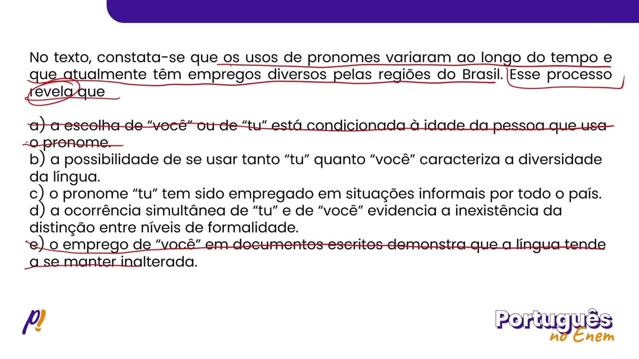 Thumbnail: ENEM 2021 - ESTUDOS DA LÍNGUA | Os linguistas têm notado a expansão do tratamento...