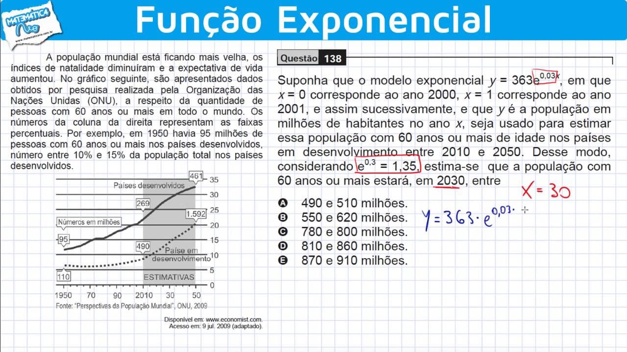 Thumbnail: ENEM 2009 Matemática #3 - Função Exponencial