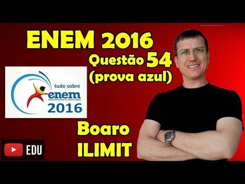 Thumbnail da aula: ENEM 2016 - QUESTION 54 - PHYSICS - BLUE TEST - Prof Boaro / UNLIMIT EDUCATION