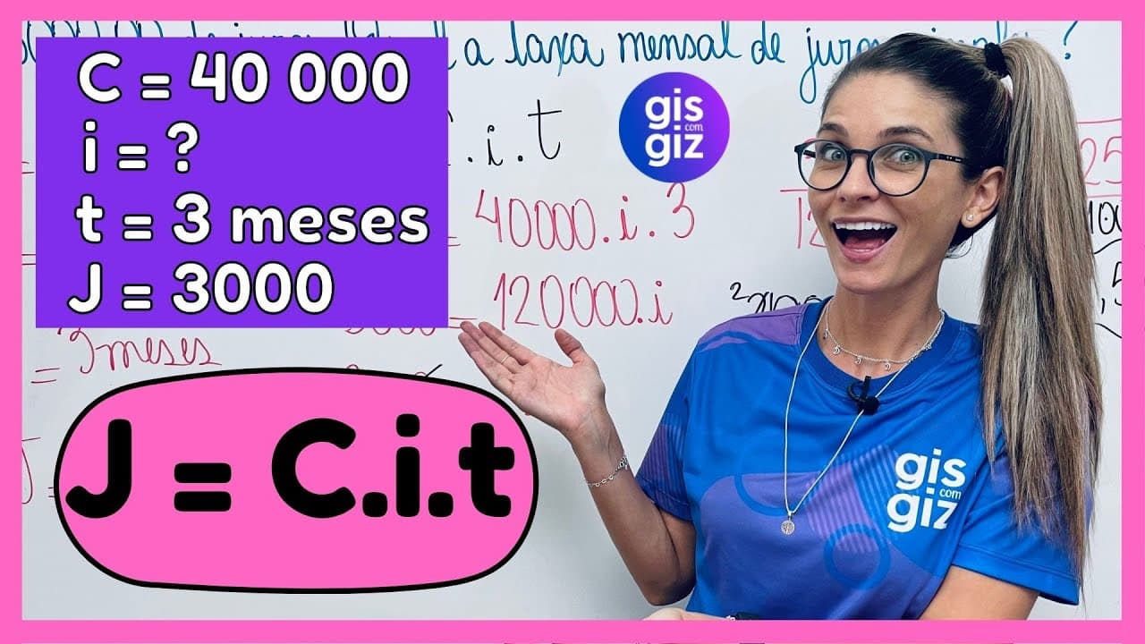 Thumbnail: JUROS SIMPLES  - APRENDA AGORA COM EXERCÍCIOS | MATEMÁTICA FINANCEIRA