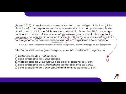 Thumbnail da aula: ENEM 2025 | A maioria dos seres vivos tem um relógio biológico (ciclo circadiano), que regula as...