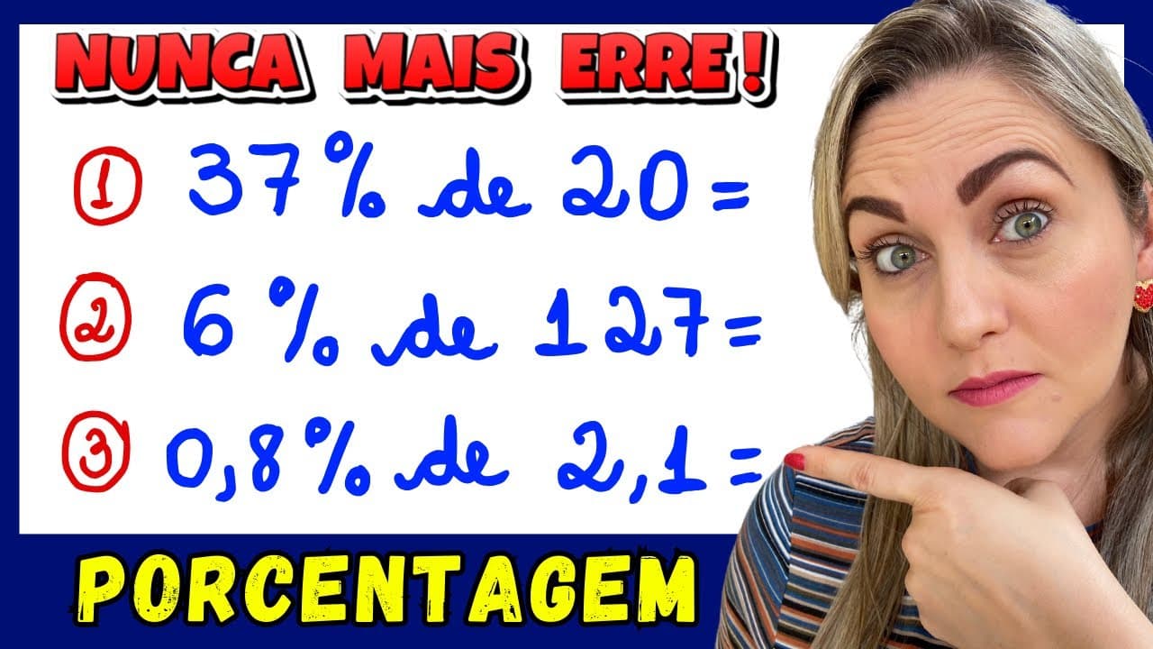 Thumbnail: PORCENTAGEM!! EXPLICAÇÃO PASSO A PASSO! VOCÊ PODE ESTAR SENDO ENGANADO!! 📚🚀