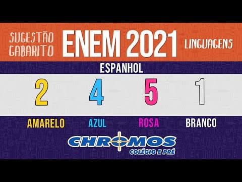 Thumbnail da aula: Gabarito ENEM 2021 CHROMOS - Prova Amarela: Questão 02 | Espanhol
