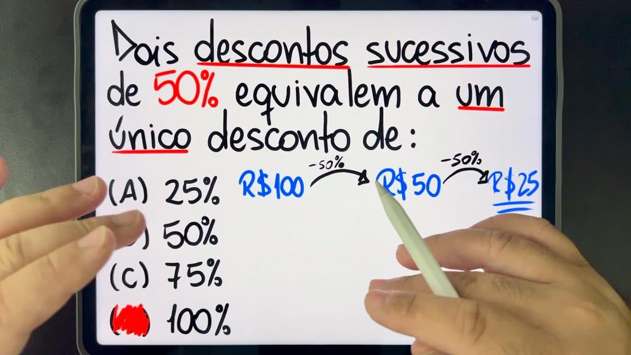 Thumbnail: 🔥 EU NÃO SEI CALCULAR PORCENTAGEM E DESCONTOS SUCESSIVOS! Você consegue resolver?