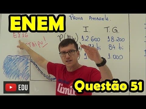 Thumbnail da aula: ENEM - FÍSICA - QUESTÃO 51 - Prof Boaro - Questão das usinas de Itaipu e de Três Gargantas