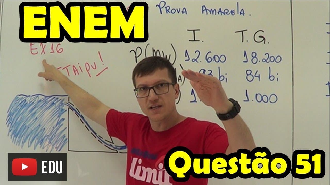 Thumbnail: ENEM - FÍSICA - QUESTÃO 51 - Prof Boaro - Questão das usinas de Itaipu e de Três Gargantas