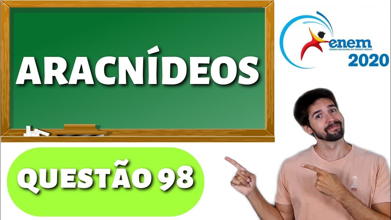 Thumbnail: QUESTÃO ENEM 2020: Aranhas, escorpiões, carrapatos e ácaros são representantes da classe dos Aracníd