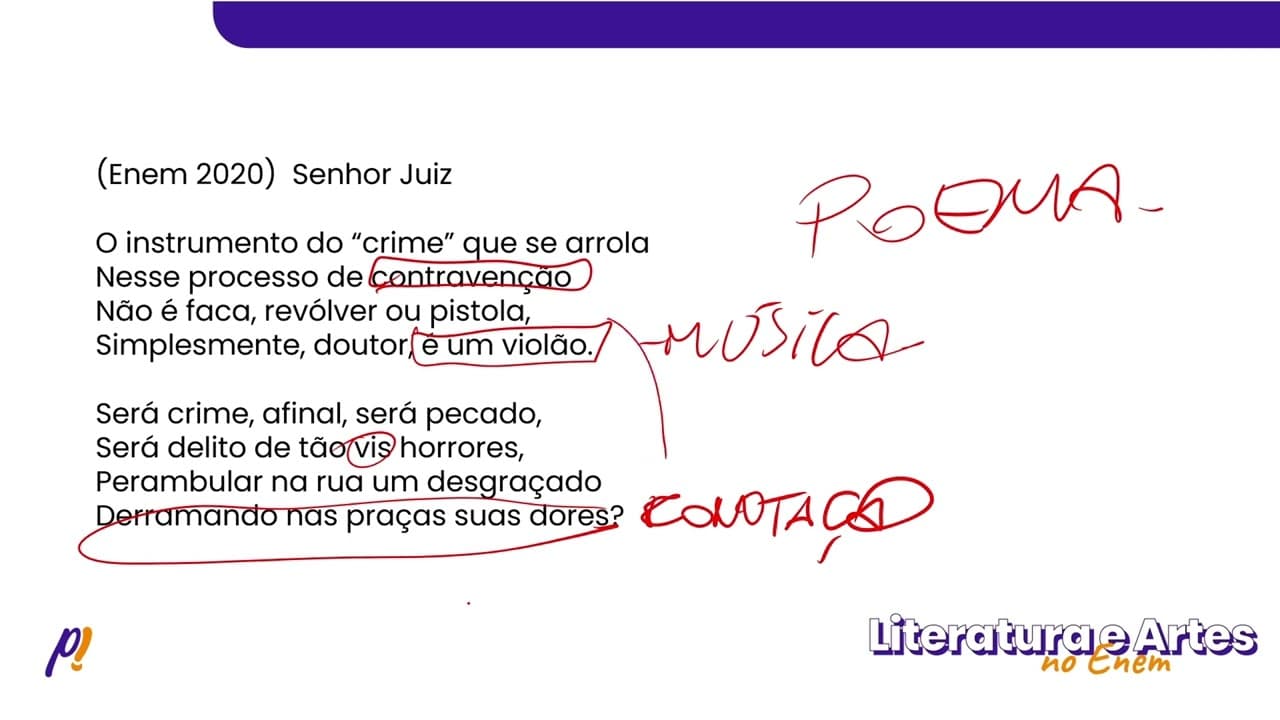 Thumbnail: ENEM 2020 - Teoria Literária | Senhor Juiz O instrumento do “crime” que se arrola...