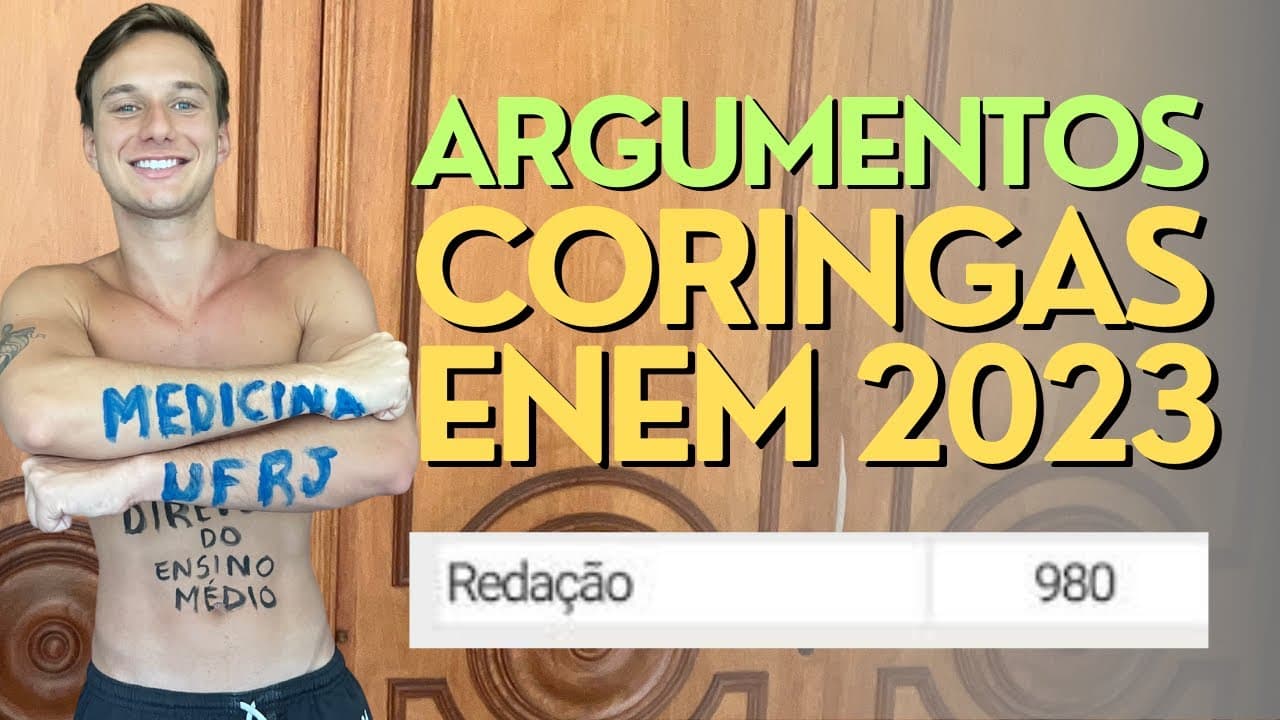 Thumbnail: ARGUMENTOS CORINGAS para a REDAÇÃO do ENEM 2024 | Funciona pra QUALQUER tema