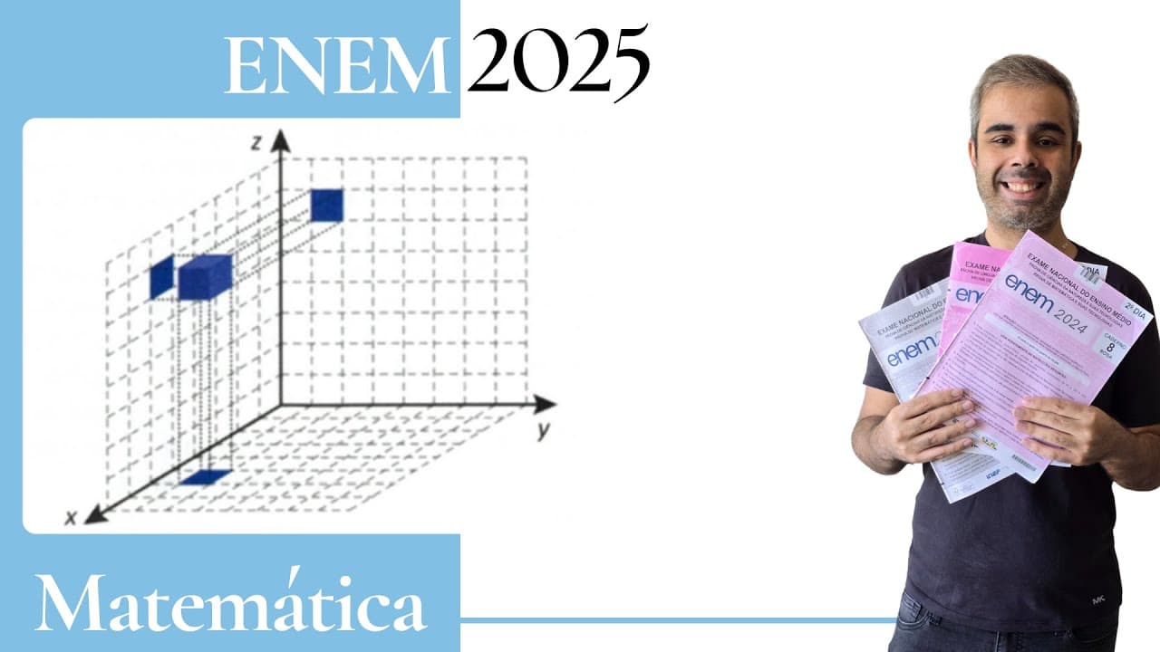 Thumbnail: ENEM 2025 - Em um jogo de computador um cubo se encontra inicialmente posicionado conforme indicado
