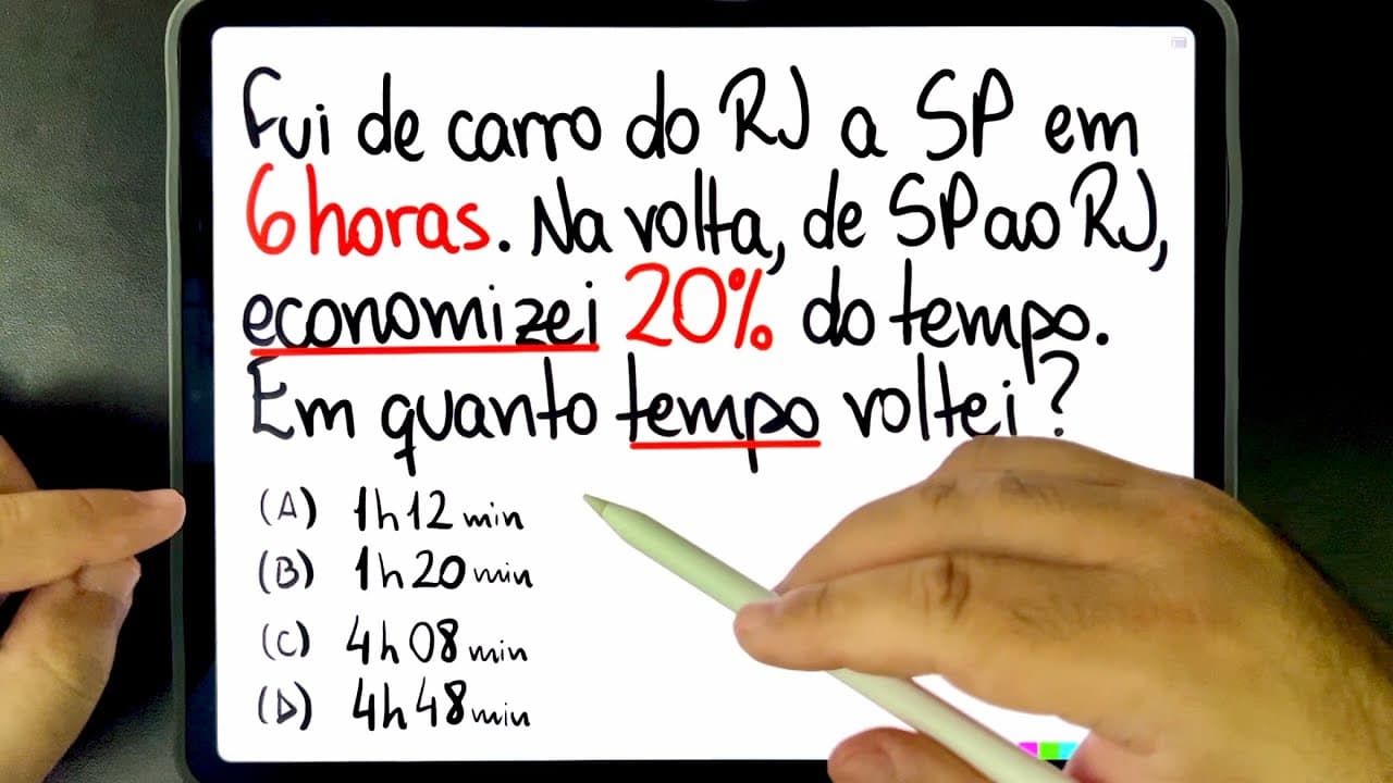 Thumbnail: 🔥 SABE CALCULAR ESSA ECONOMIA DE 20% DE TEMPO? Você consegue resolver?