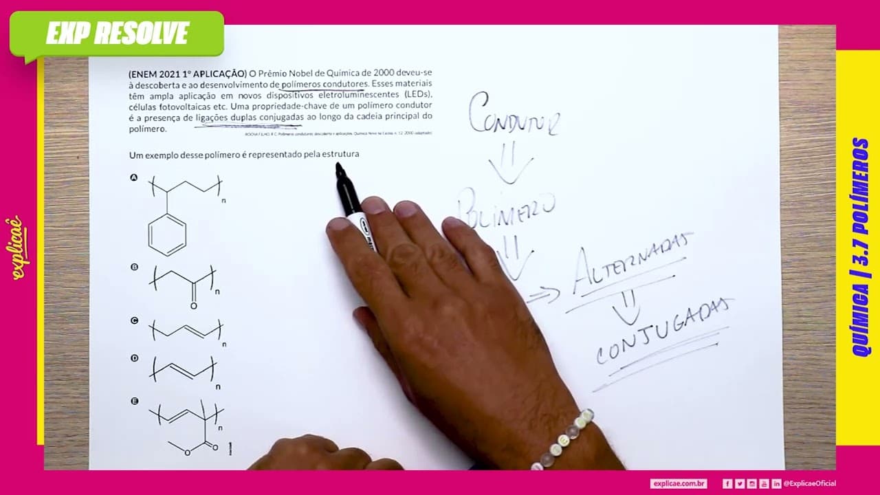 Thumbnail: O PRÊMIO NOBEL DE QUÍMICA DE 2000 DEVEU-SE À DESCOBERTA E AO DESENVOLVIMENTO DE (...) | POLÍMEROS