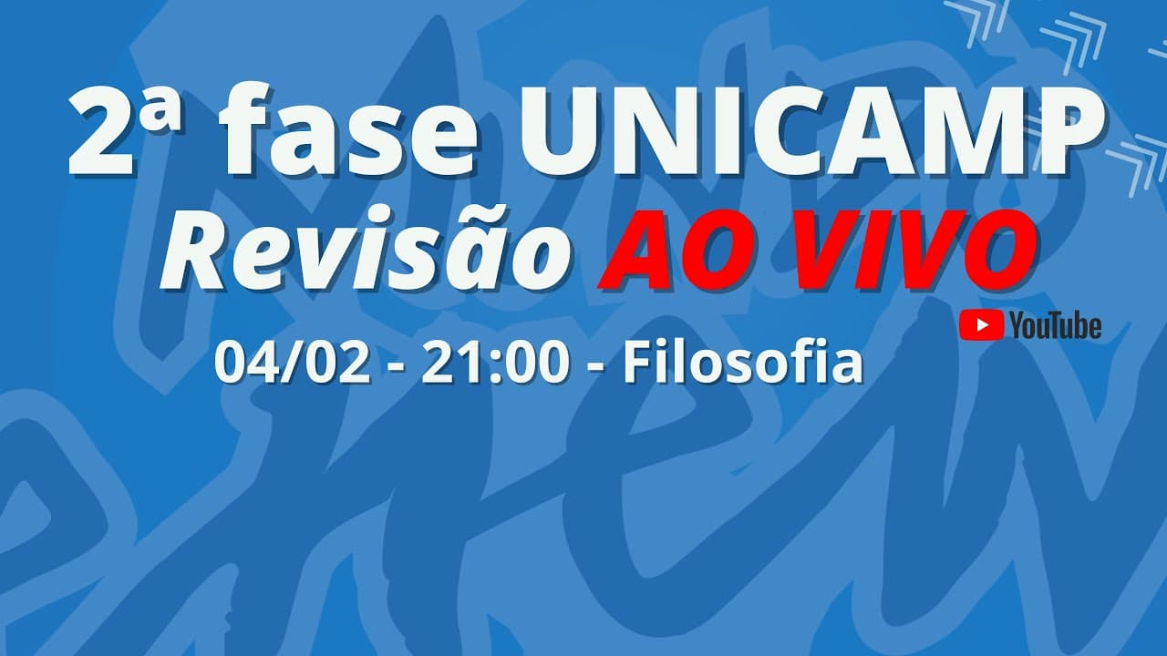 Thumbnail: 2ª fase UNICAMP - Revisão de Filosofia AO VIVO
