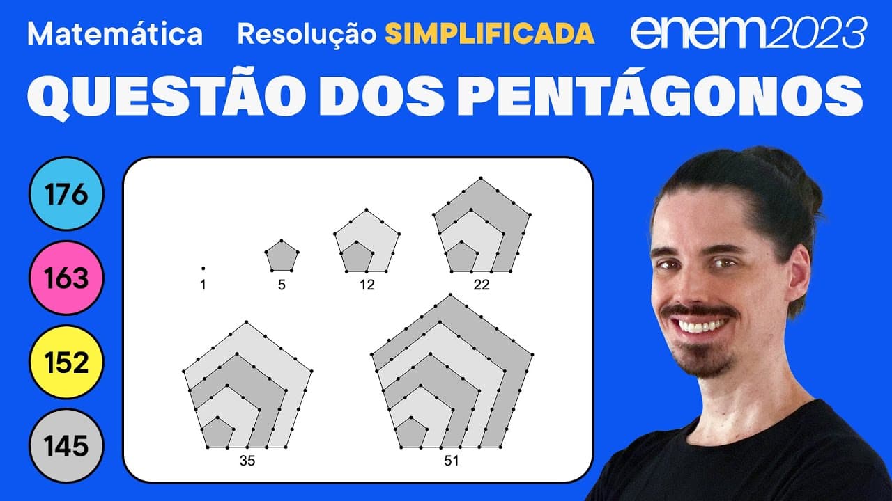 Thumbnail: 🔵 Questão dos números pentagonais: ENEM 2023 Matemática (Simplificada) - Progressão Aritmética