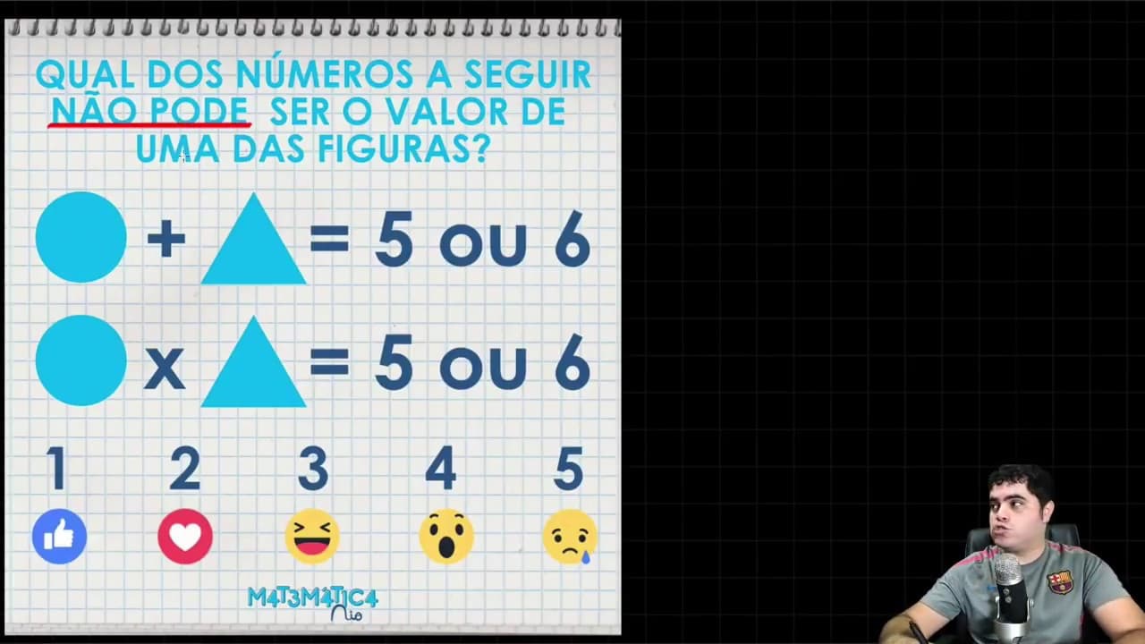 Thumbnail: 🤔 VOCÊ CONSEGUE RESOLVER ESSE PROBLEMA DO VALOR DAS FIGURAS? 👉🏻 Qual valor NÃO PODE Ser?