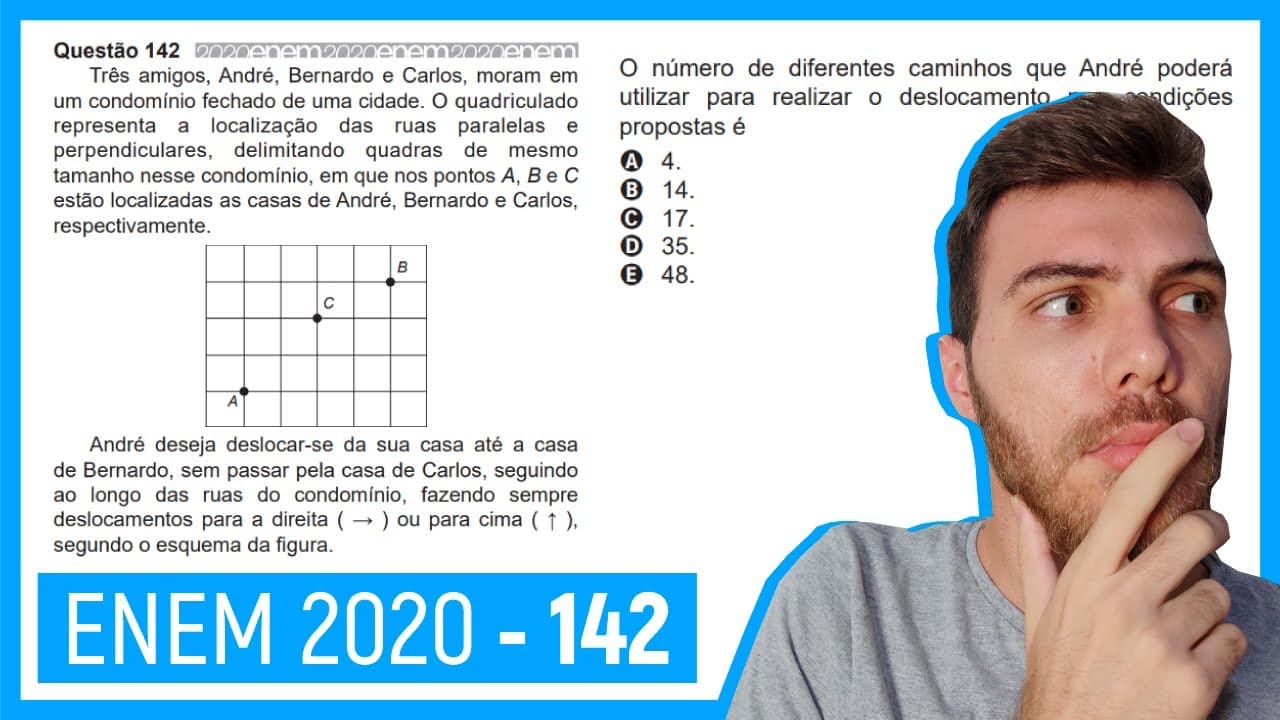 Thumbnail: 🛑Questão 142 Enem 2020 - Resolução Passo a Passo -  Três amigos, André, Bernardo e Carlos