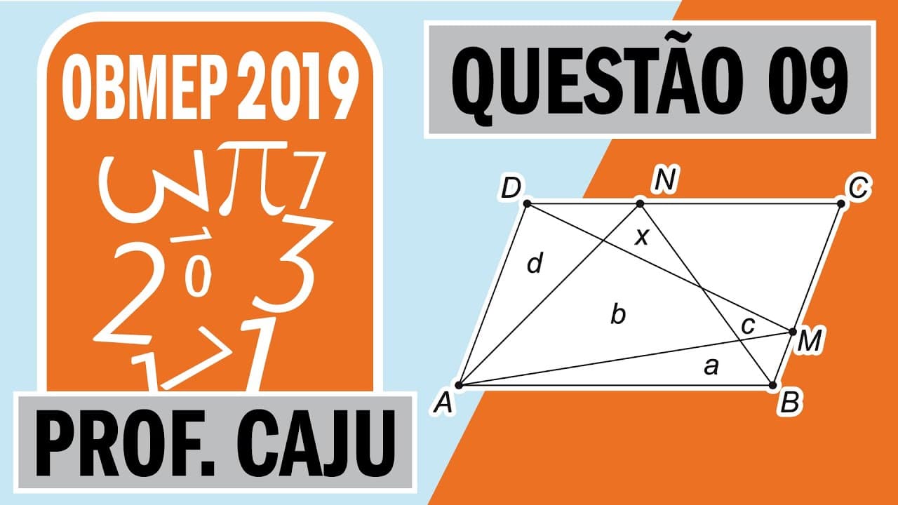 Thumbnail: 🥇 OBMEP 2019 🥇 Questão 09 1ª Fase Nível 3 - No paralelogramo ABCD da figura, os pontos M e N são...