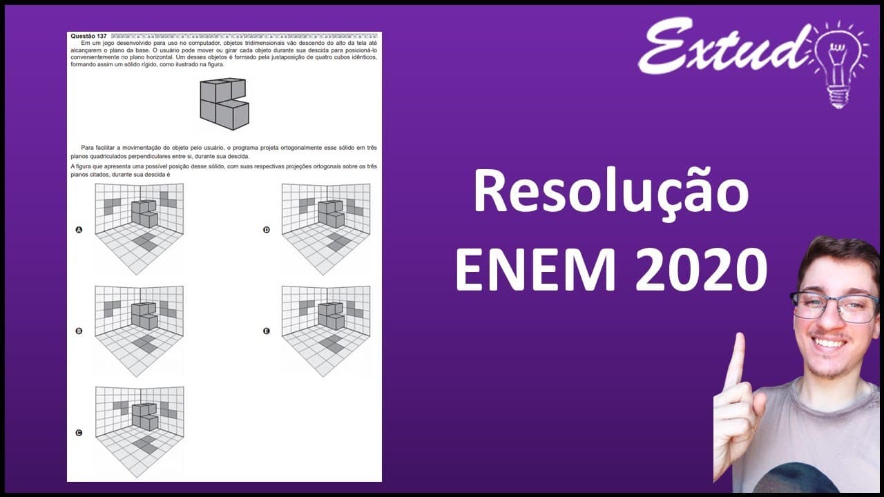 Thumbnail: RESOLUÇÃO ENEM 2020 - Em um jogo desenvolvido para uso no computador, objetos tridimensionais [...]