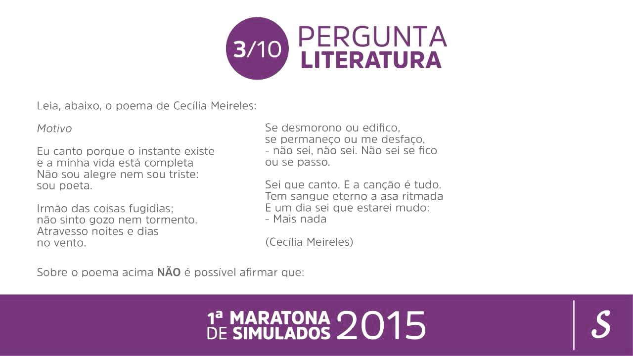Thumbnail: Me Salva! Maratona de Simulados 2015/1 - Literatura - Questão 3