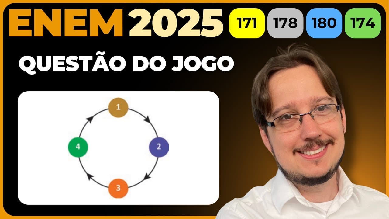 Thumbnail: ENEM 2025 || Expressão Algébrica || Quatro amigos, cada um com 100 moedas, criaram um jogo, no qual
